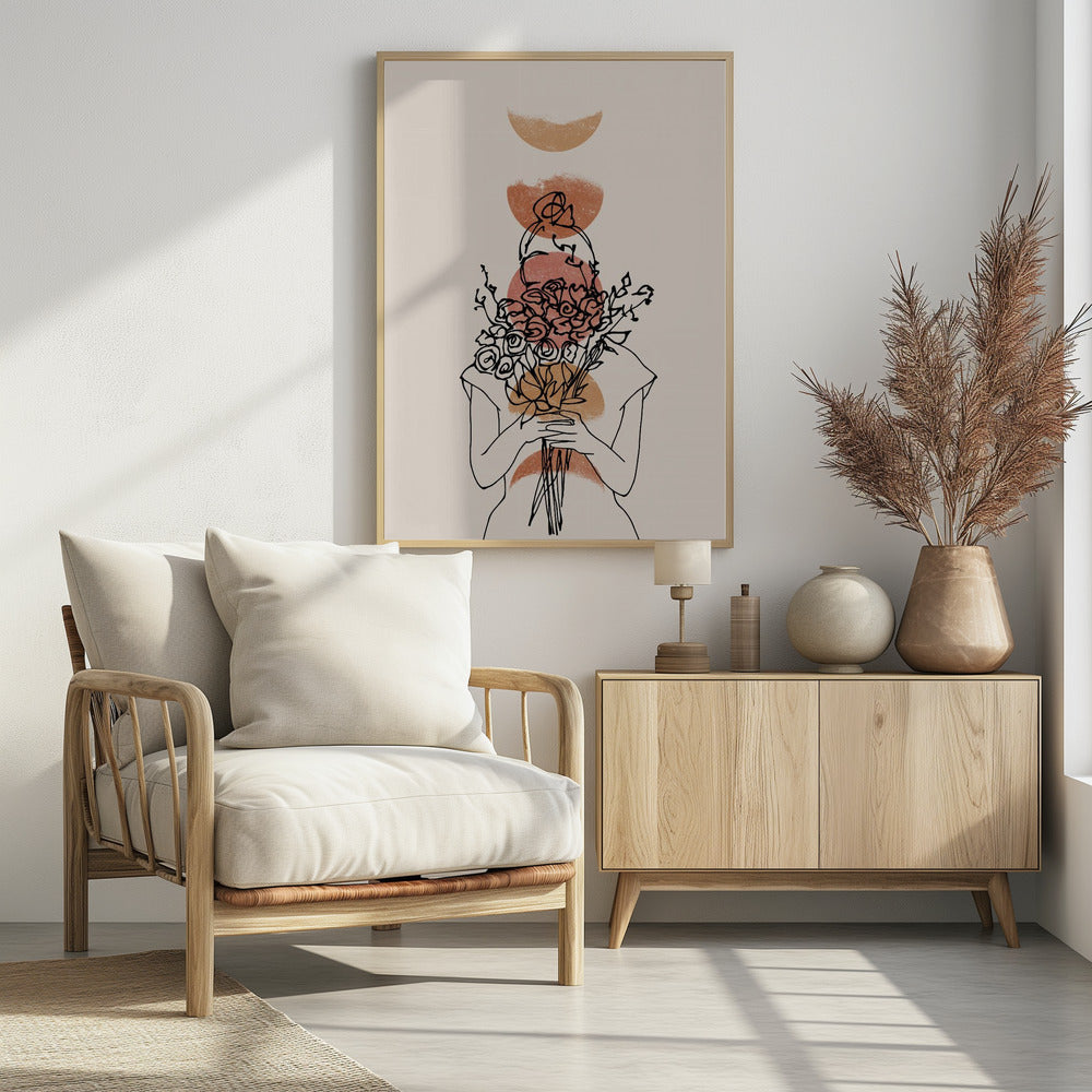 Girl With Flower Bouquet | Poster