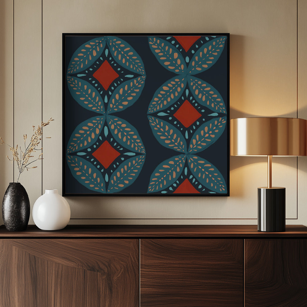 Geometrische bladeren moderne medaillon mozaïek | Poster