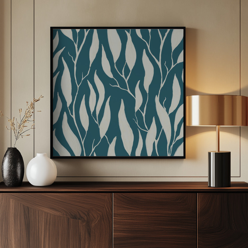 Rustige, hangende eucalyptustakken geschilderd in gouache | Poster