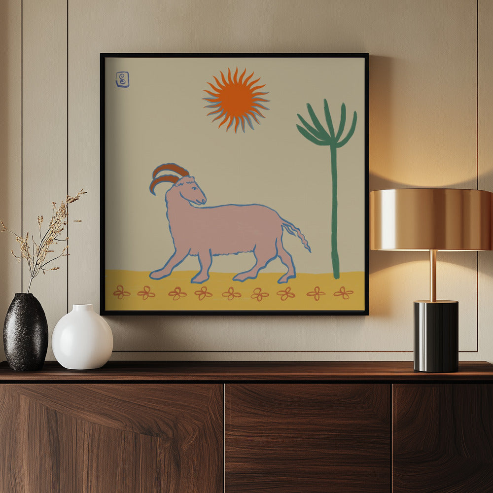 Gestileerde roze geit | Poster