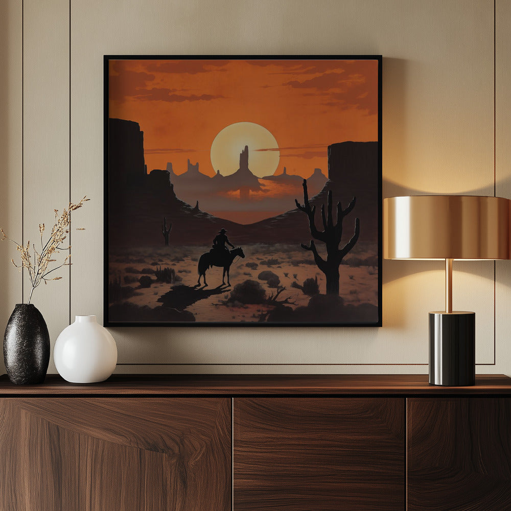 Zonsondergang Cowboy | Poster