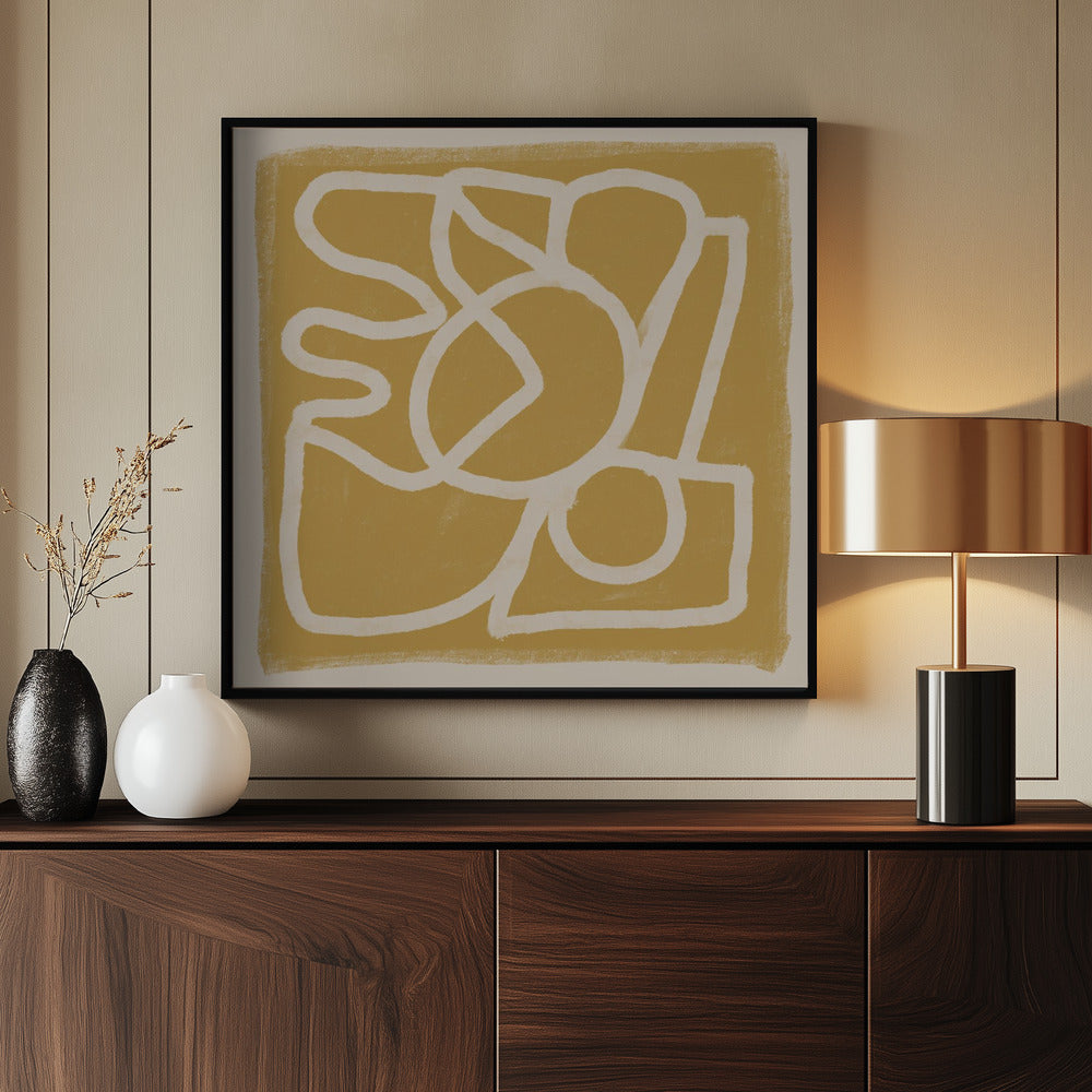 Lijn Abstract Goud Bruin | Poster