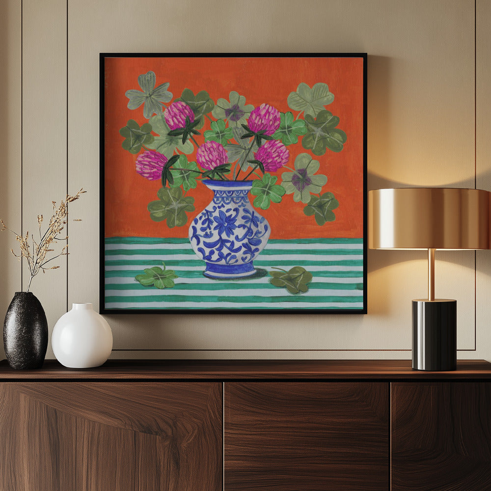 Clovers and Pink Blossoms | Poster