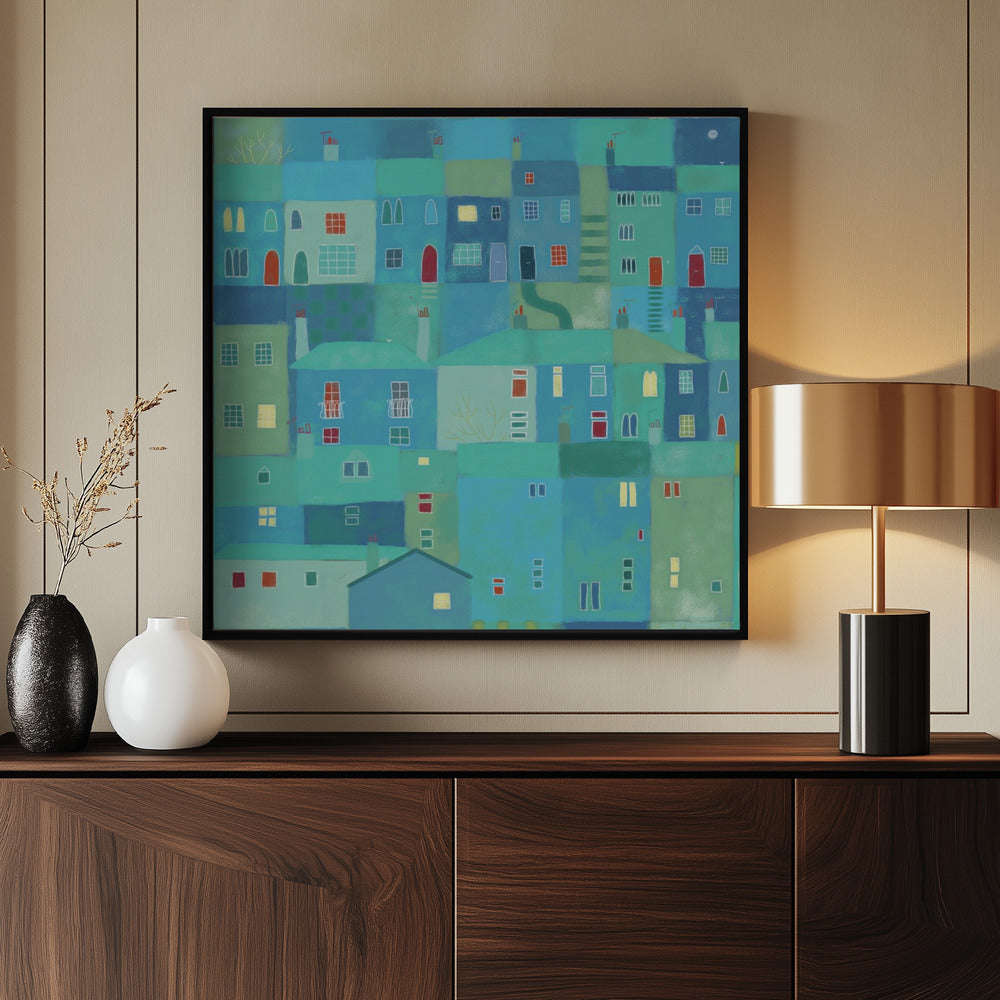Blauwe Stad Vanaf De Trappen | Poster