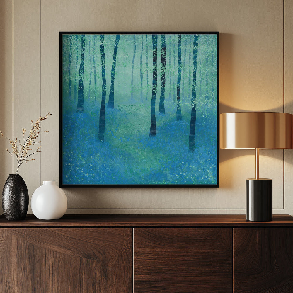 Bos met blauwe klokjes | Poster