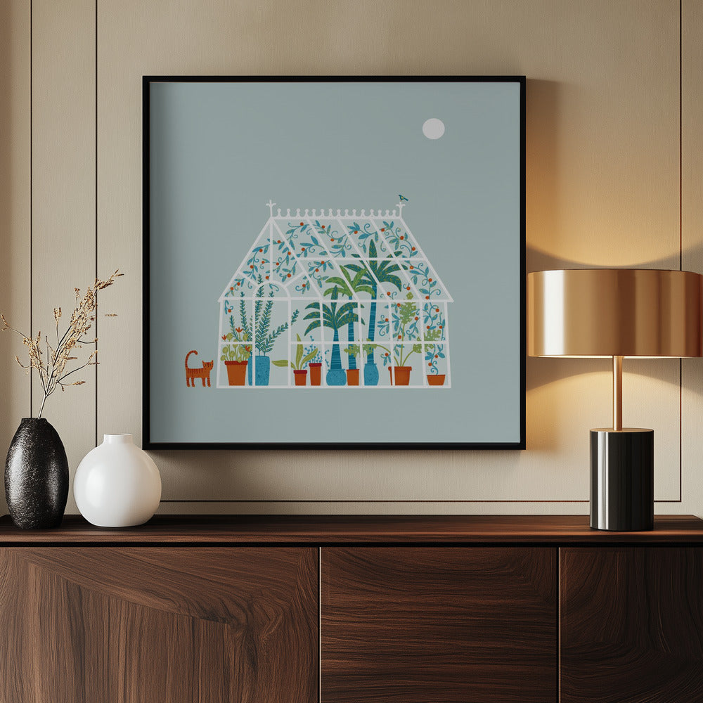 Kas gevuld met diverse planten | Poster
