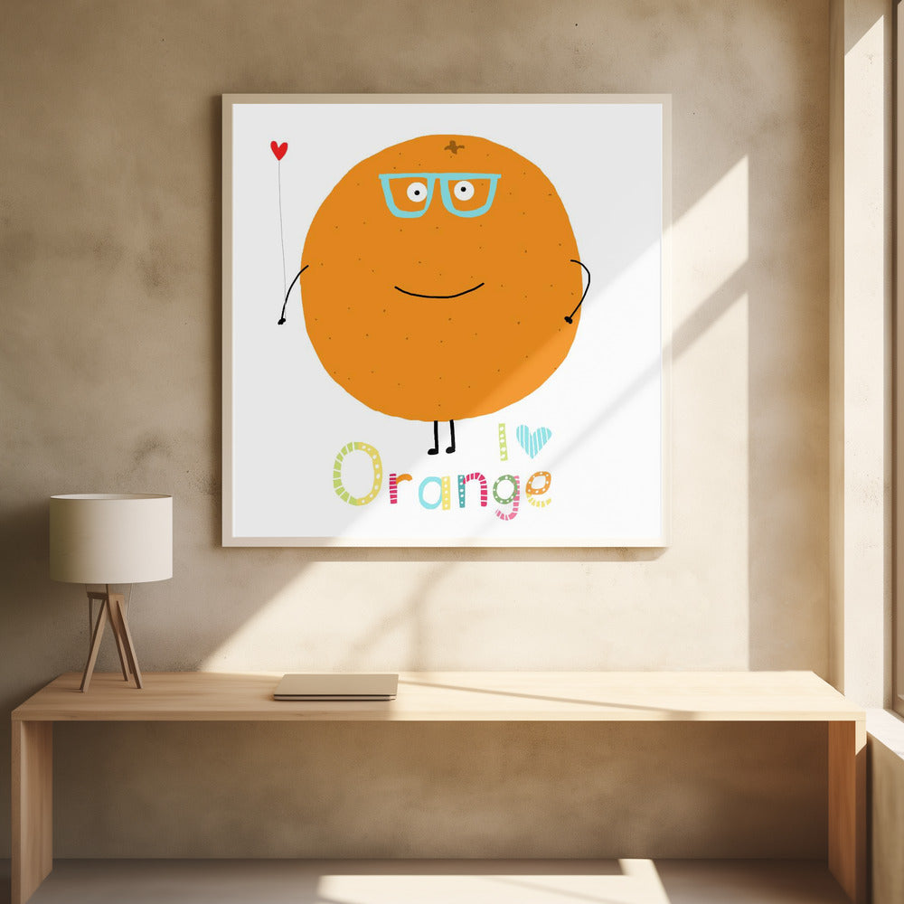 Ik hou van oranje! Schattige sinaasappel met een liefdeshart. | Poster