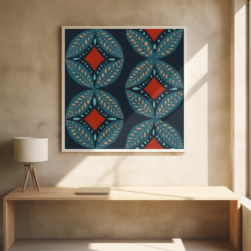 Geometrische bladeren moderne medaillon mozaïek | Poster