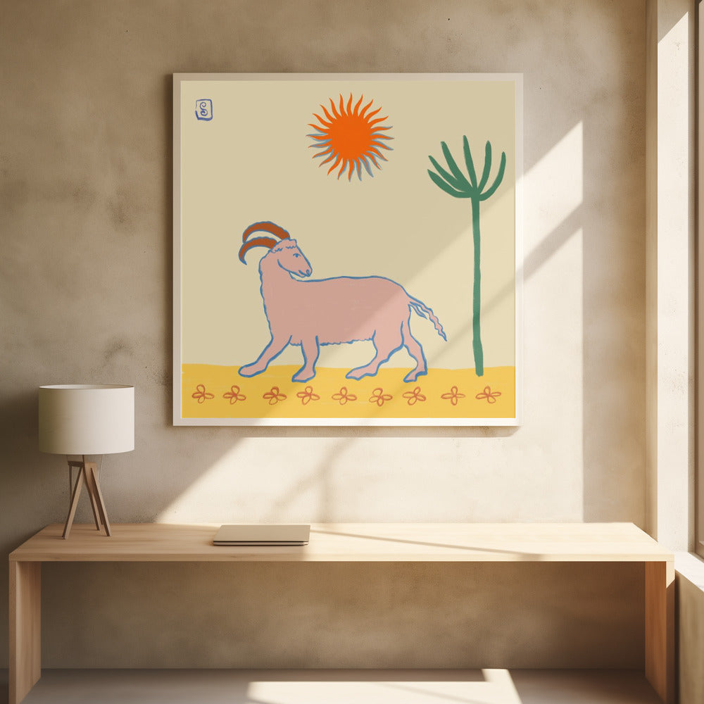 Gestileerde roze geit | Poster