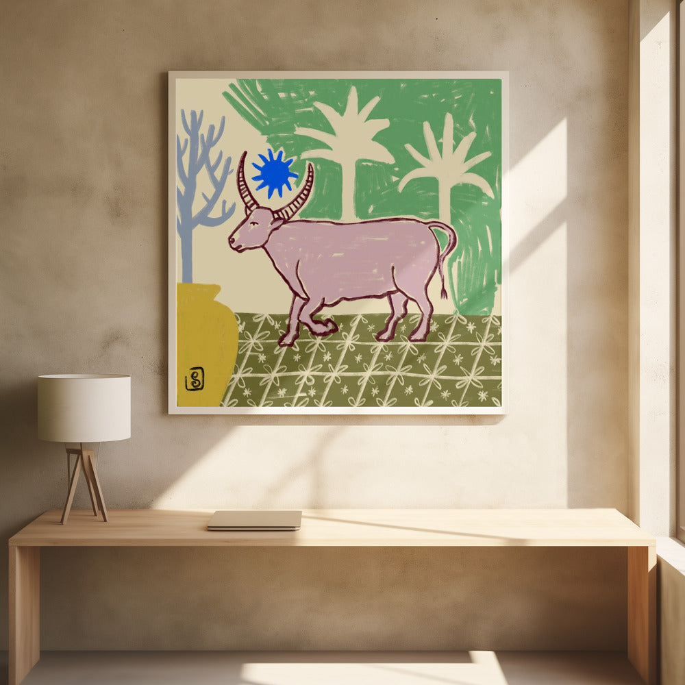 Azuurblauwe gehoornde oase | Poster