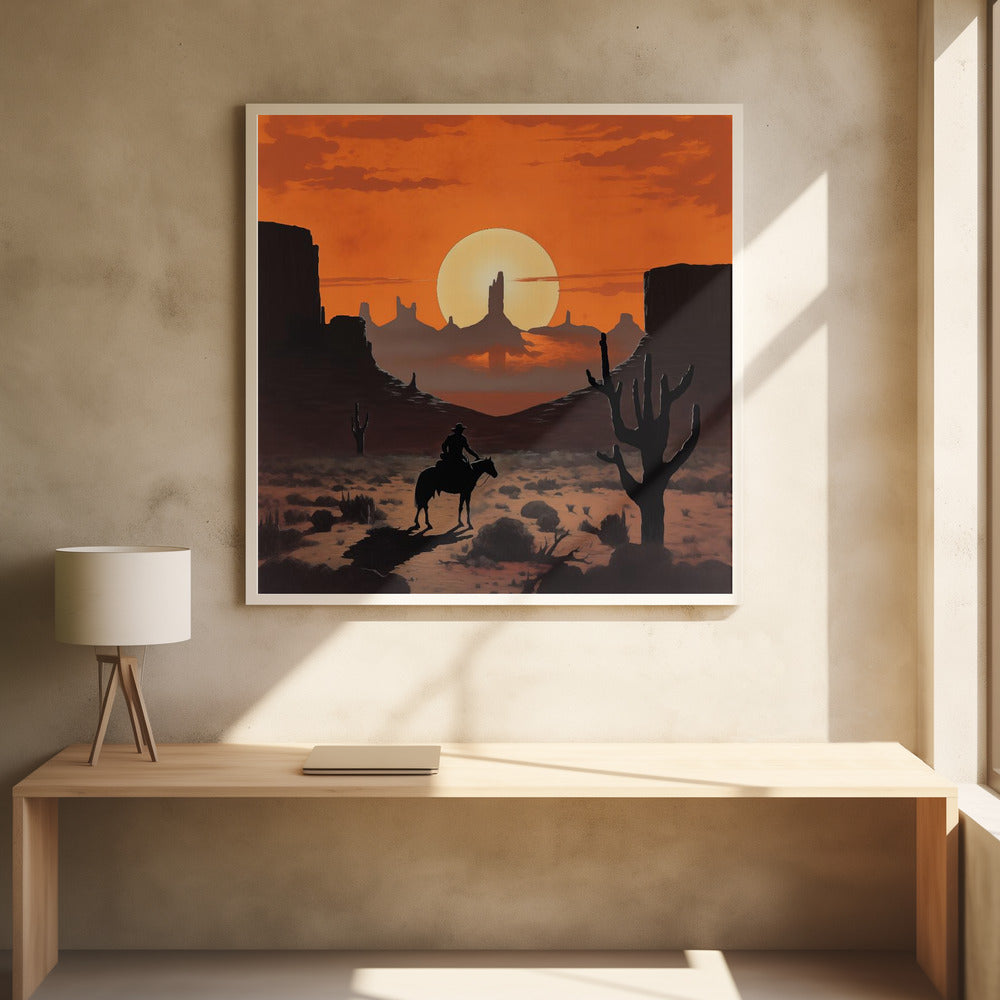 Zonsondergang Cowboy | Poster