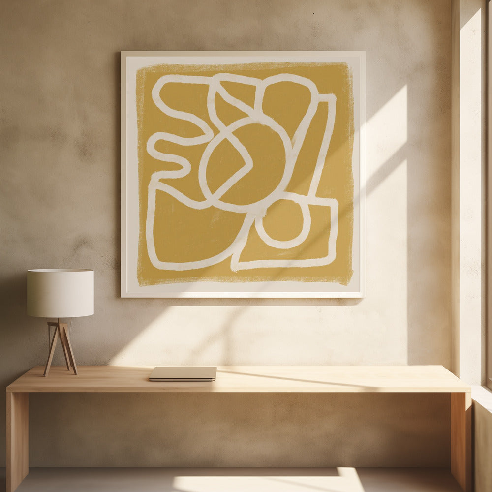 Lijn Abstract Goud Bruin | Poster