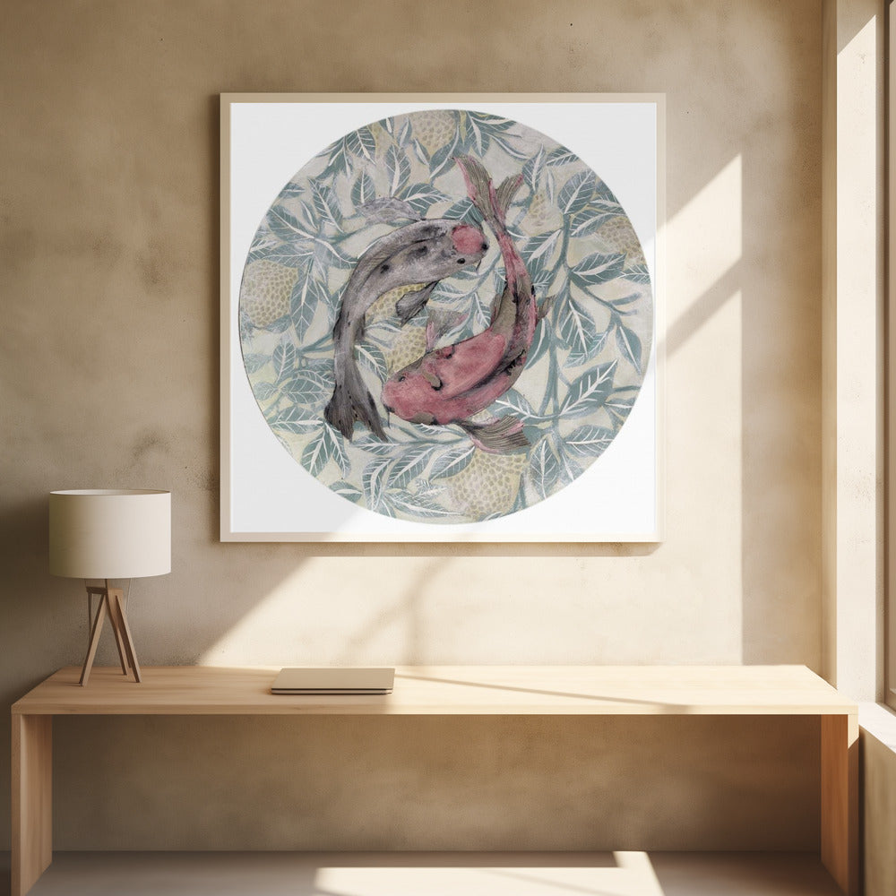 Twee koikarpers in een cirkelvormig patroon | Poster