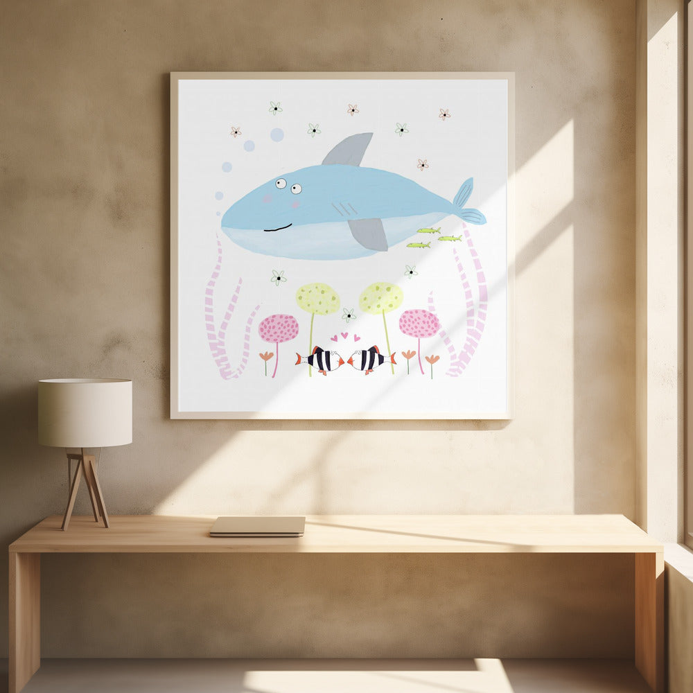 Babyhaai met bloemen | Poster