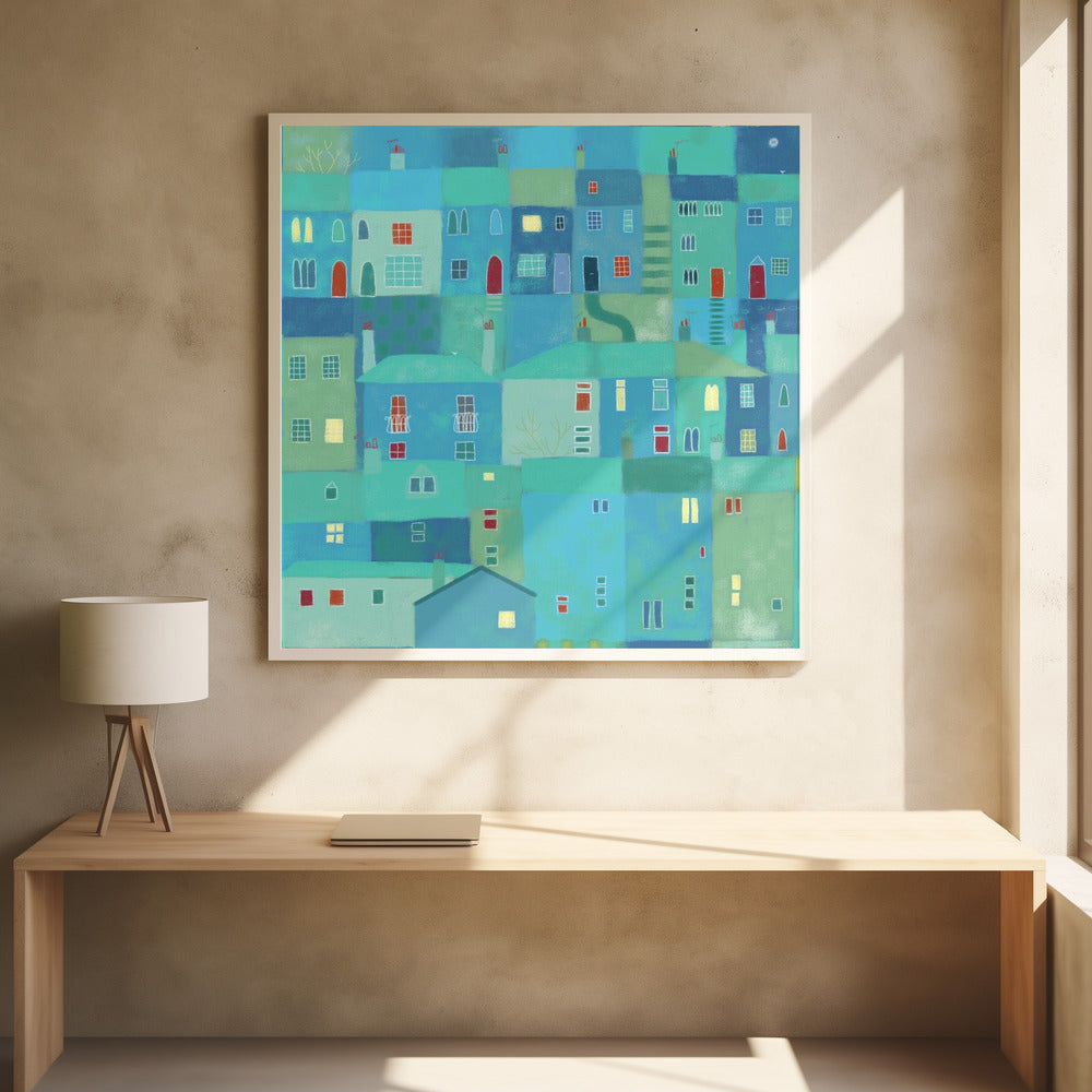 Blauwe Stad Vanaf De Trappen | Poster