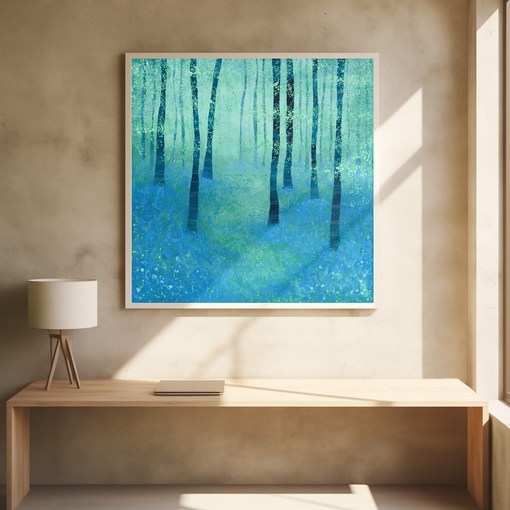 Bos met blauwe klokjes | Poster