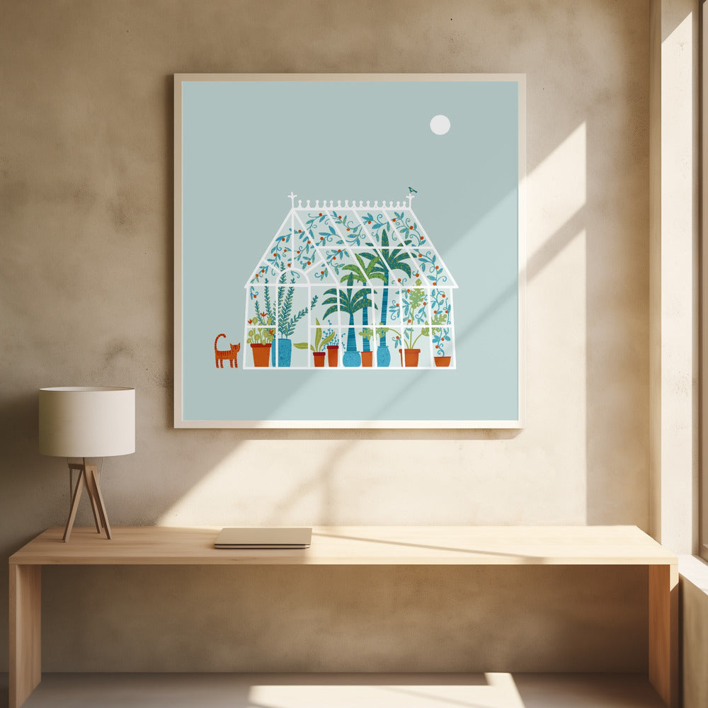 Kas gevuld met diverse planten | Poster