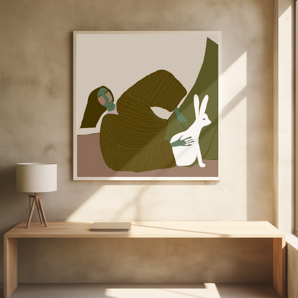 dame met konijn | Poster