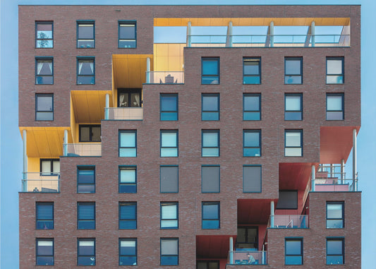 Geel-rood in de muur | Canvas