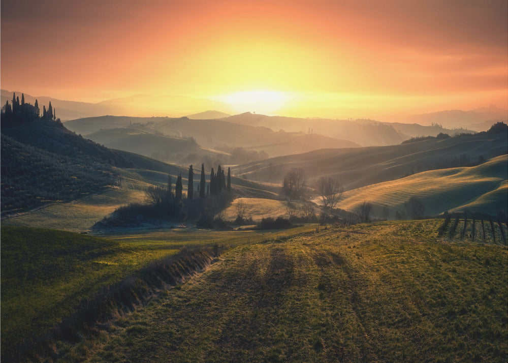 Val d'Orcia in de ochtend | Achtergrond