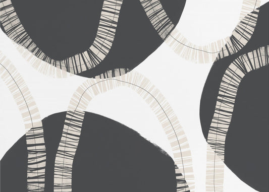 Zwarte vormen verweven met textuur | Canvas