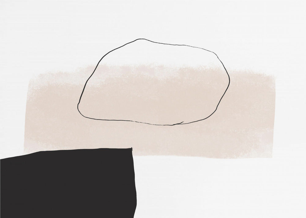 Beige vorm en zwart blok | Behang