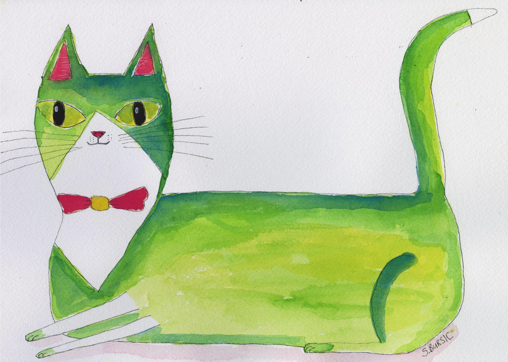 De groene kat | Canvas