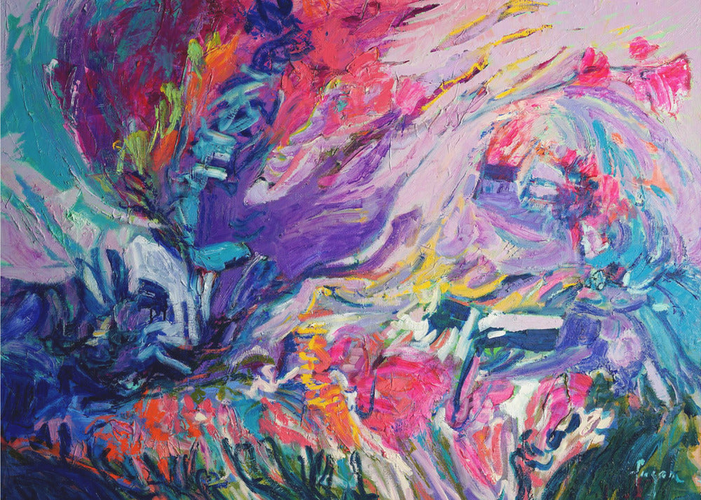 Expressionistisch kleurrijk abstract | Canvas