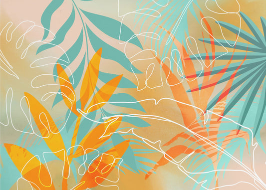 Tropische zomer oranje turquoise | Canvas