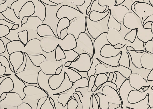 Elegante bloemenlijnkunst op een neutrale achtergrond | Behang