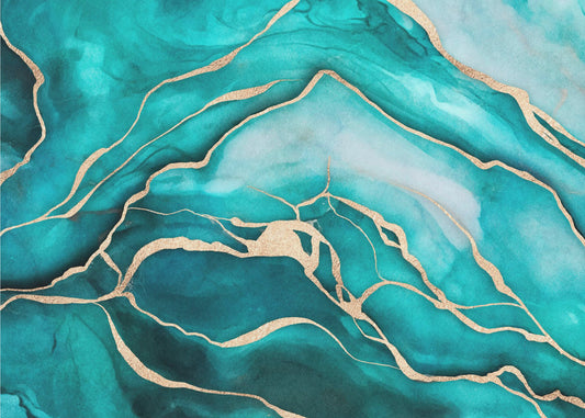 Turquoise Teal Marble Glam | Canvas