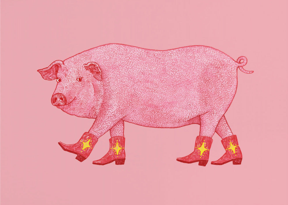 Marjorie het Cowgirl Varken | Canvas