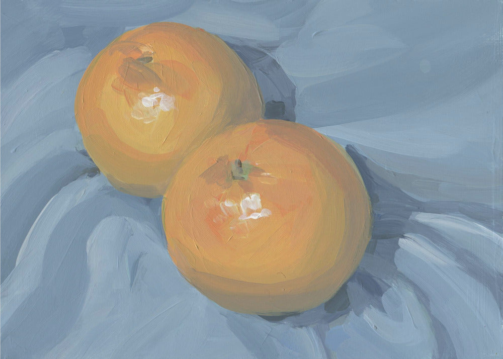 Sinaasappels op blauw | Canvas