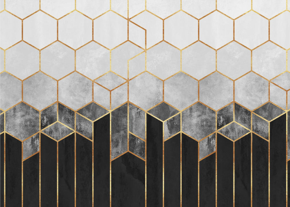 Houtskool Hexagons | Behang