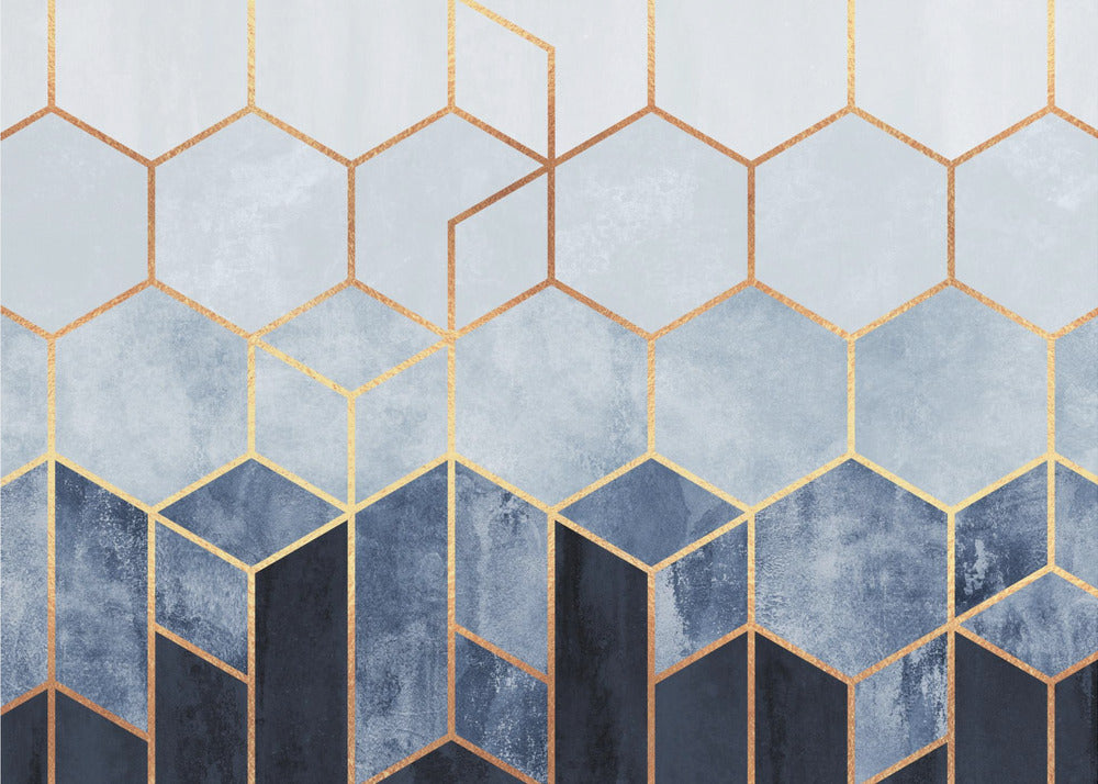 Zachte blauwe zeshoeken | Canvas