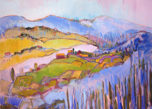 Kleurrijk heuvellandschap | Canvas