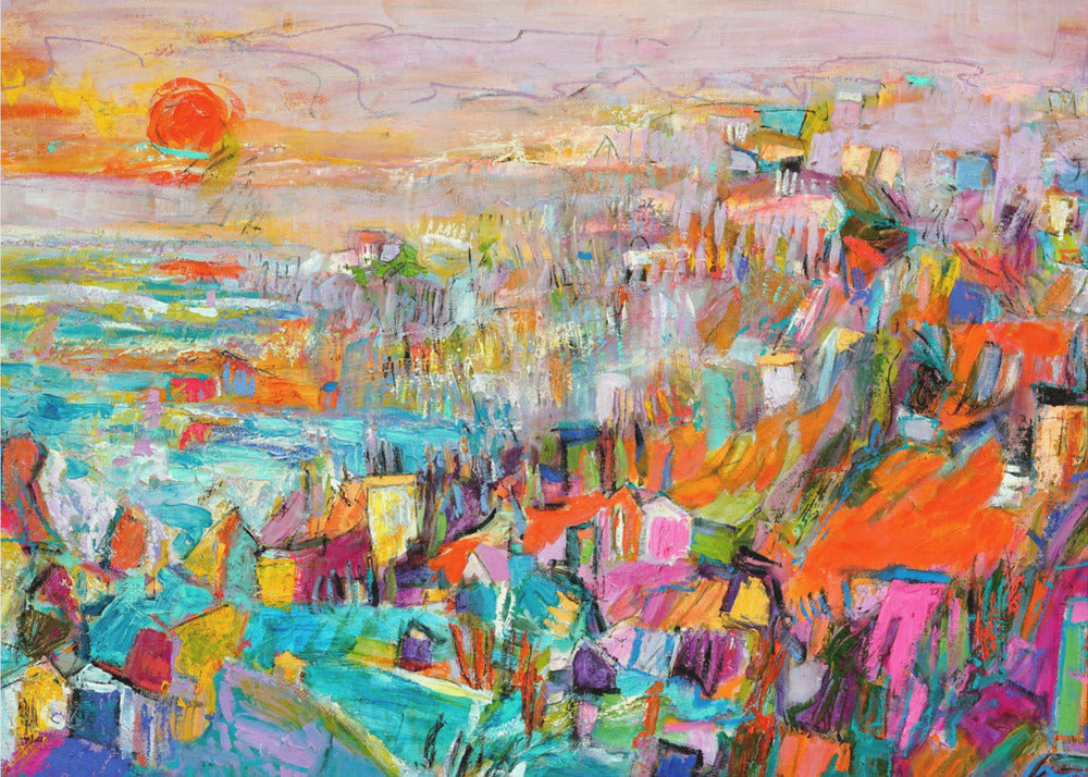 Eiland in de ondergaande zon | Canvas