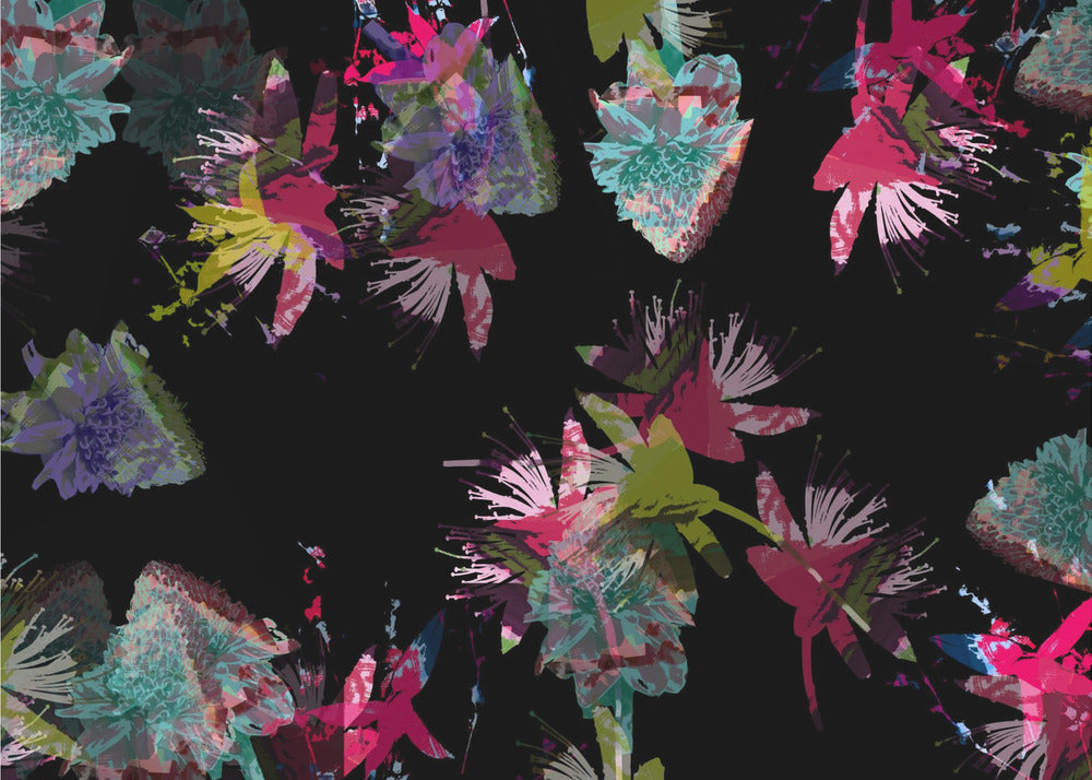 Neon bloemenmix | Poster