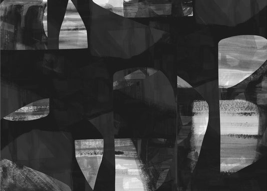 Abstracte Zwarte Nachtvormen 1 | Canvas