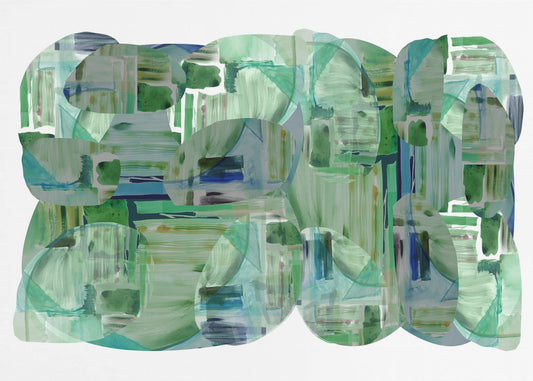 Groene cluster van abstracte vormen 1 | Poster