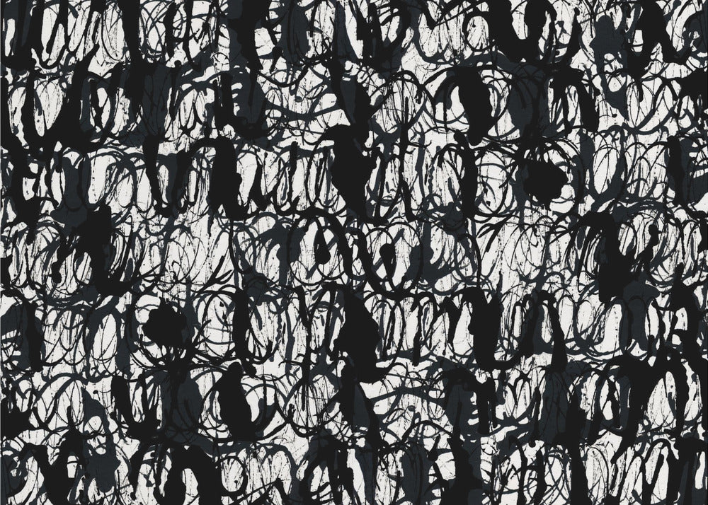 Abstracte inktwervelingen zwart 2 | Canvas
