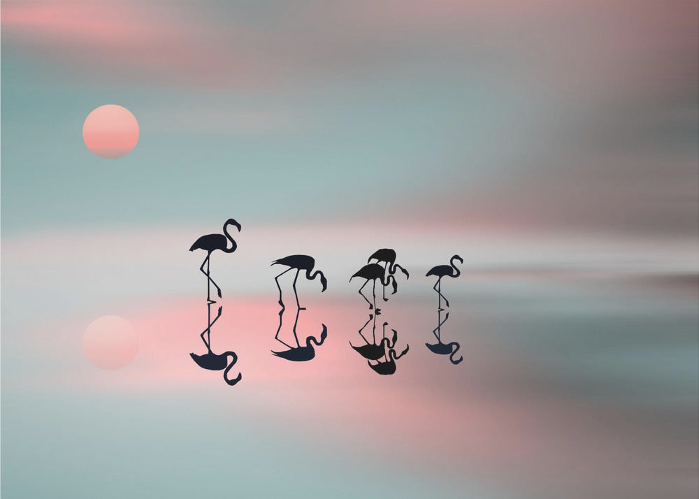 Familie flamingo's. | Canvas