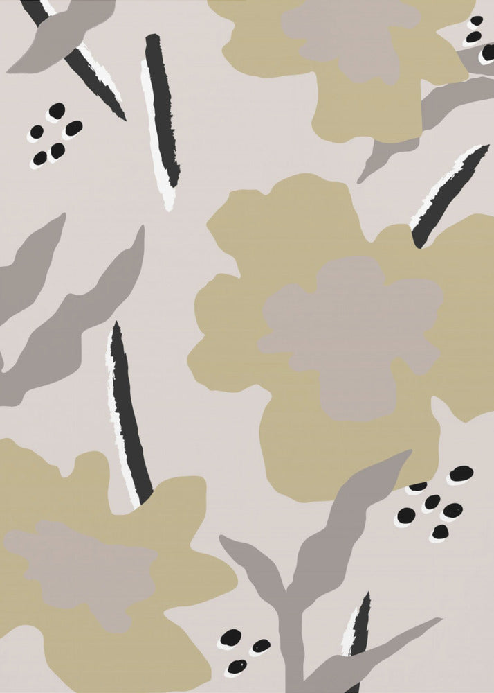 Beige bloemen | Canvas
