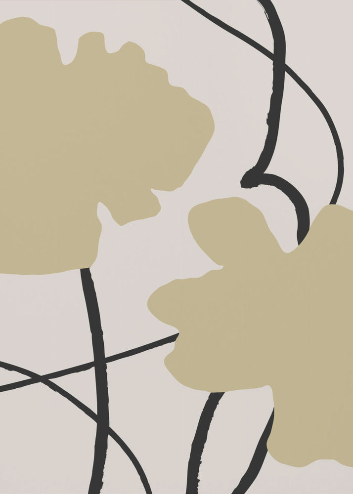 Beige Bloemen 02 | Canvas