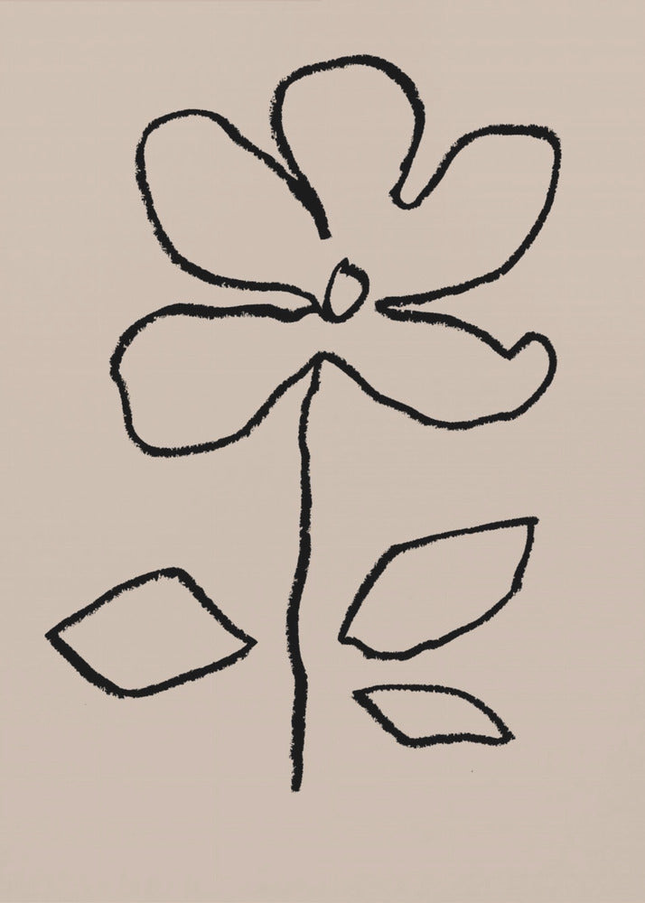 Oliepastel Bloem Zwart | Canvas