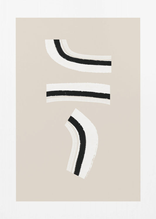 Minimalistische zwart-witte gebogen lijnen | Canvas