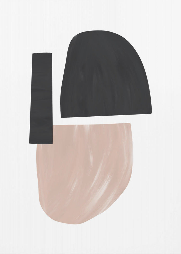Zwarte en beige abstracte vormen | Canvas