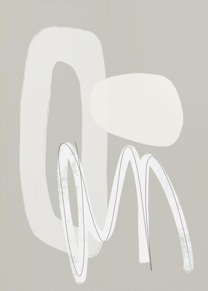 Vloeiende rondingen en vormen in neutrale tinten | Canvas