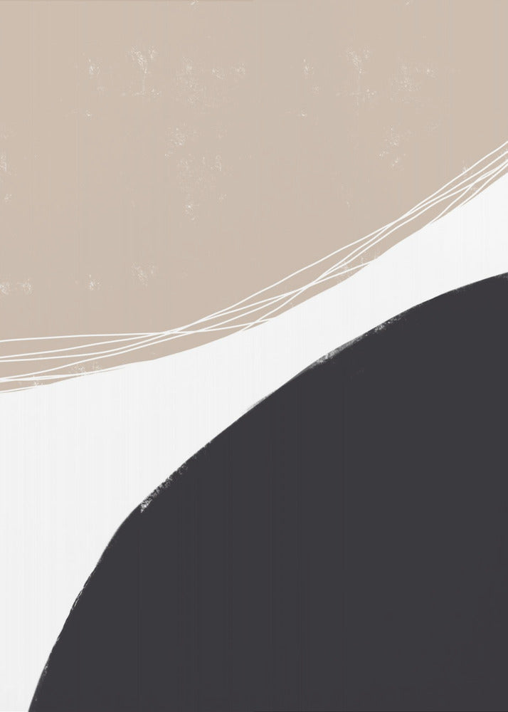 Beige en zwarte organische vormen | Canvas