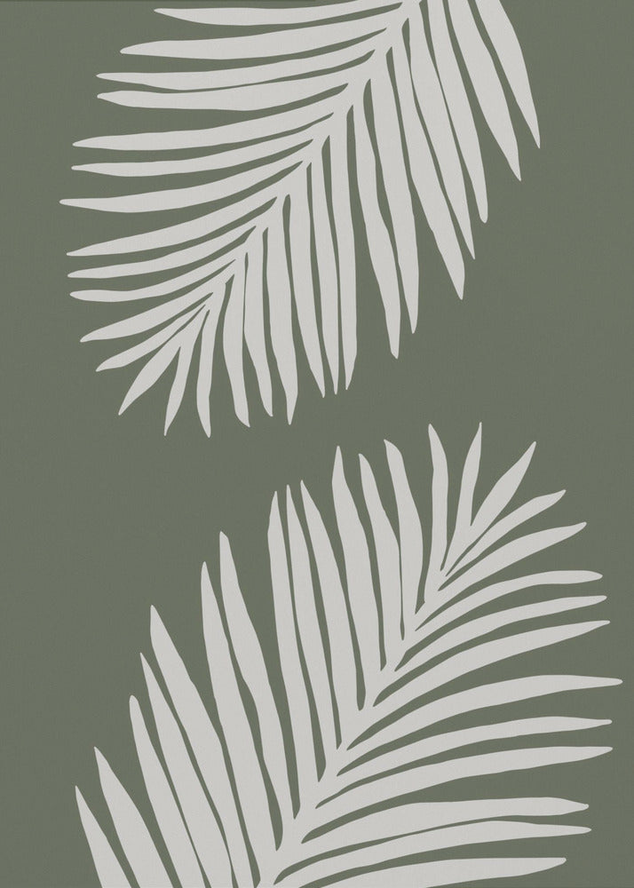 PALMBLAD 06 GROEN WIT | Canvas